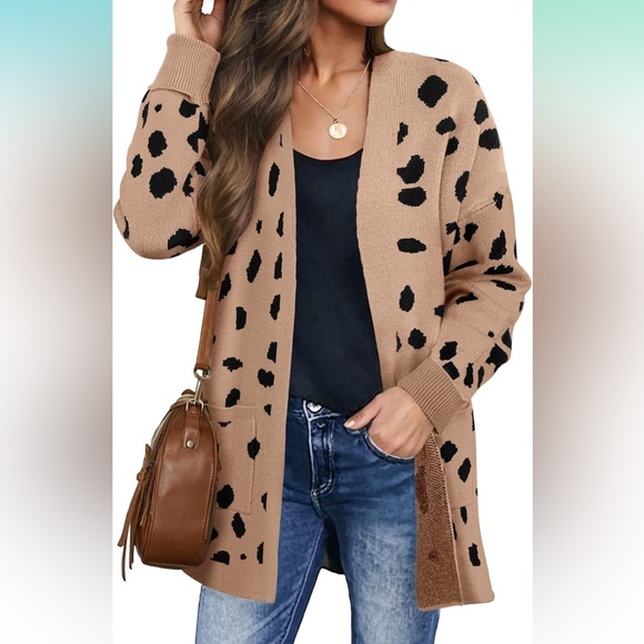 🌽Zesica - Cheetah Print Long Open Cardigan - XL - Picture 1 of 4